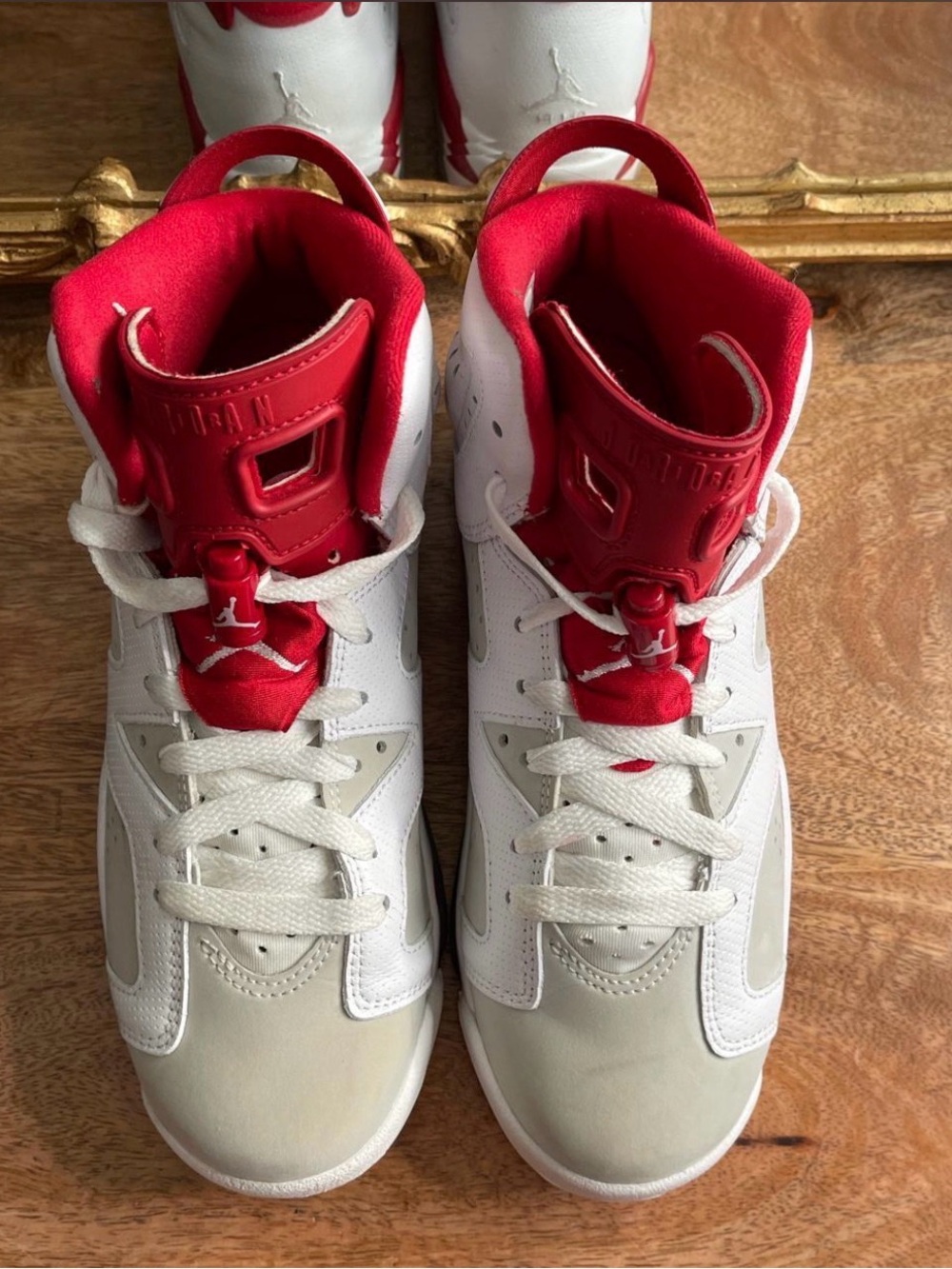 Jordan Kids White and Red High-Top Sneakers